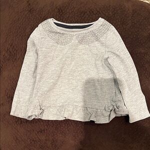 Girls' Light Gray Long-Sleeve Ruffle Top